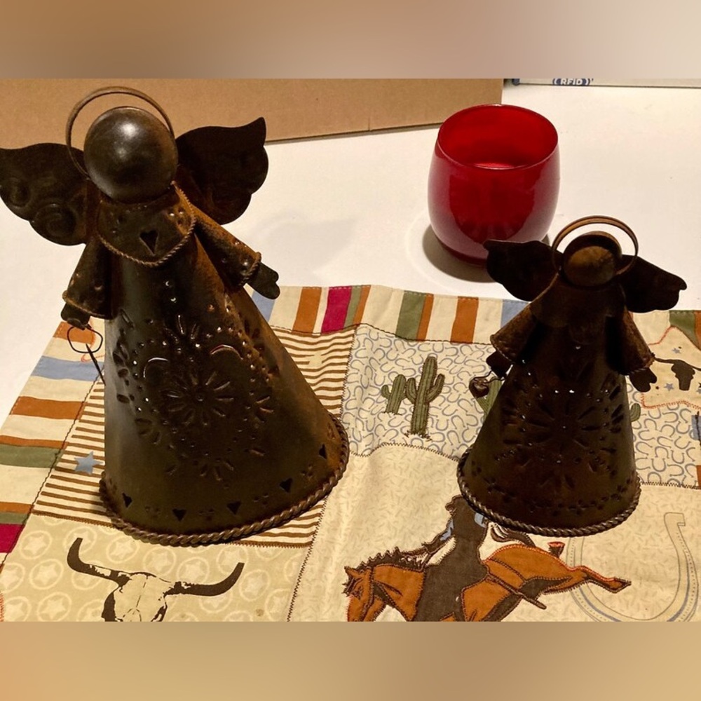 Two Metal Tea Light Angels
